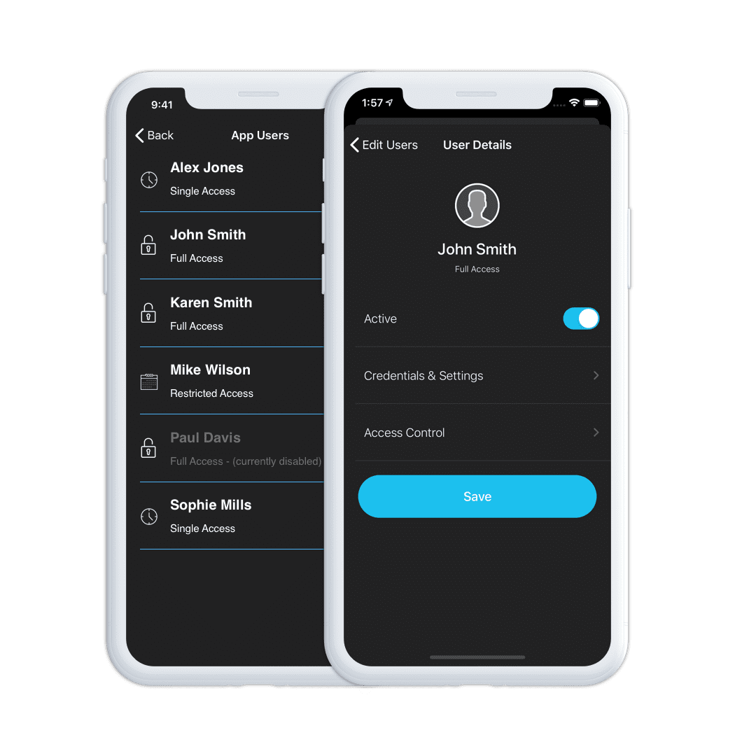digiGate app with manage users page to control who can access your gate and when
