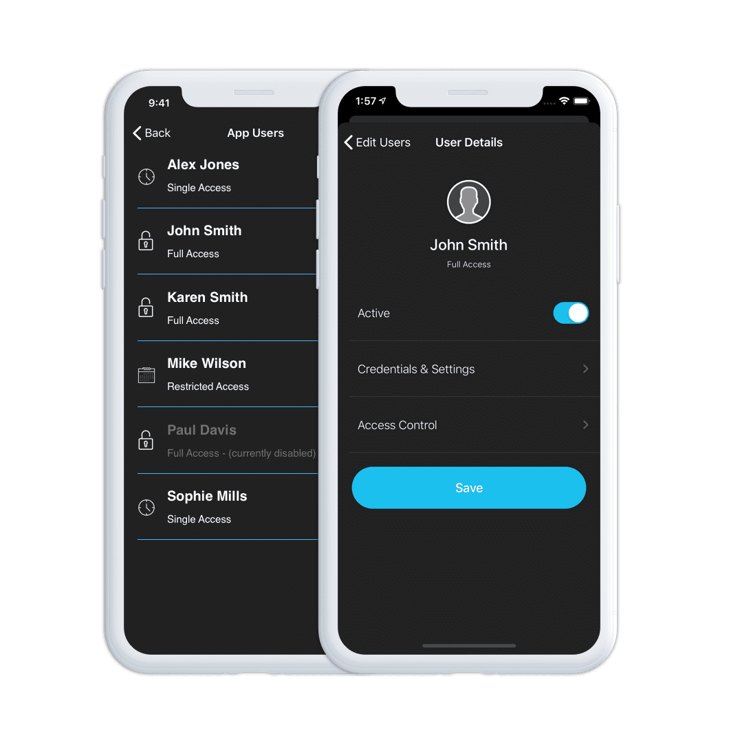 digiGate app with manage users page