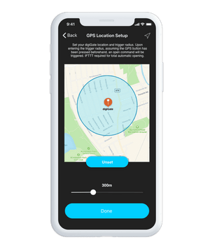 digiGate open with GPS app screen