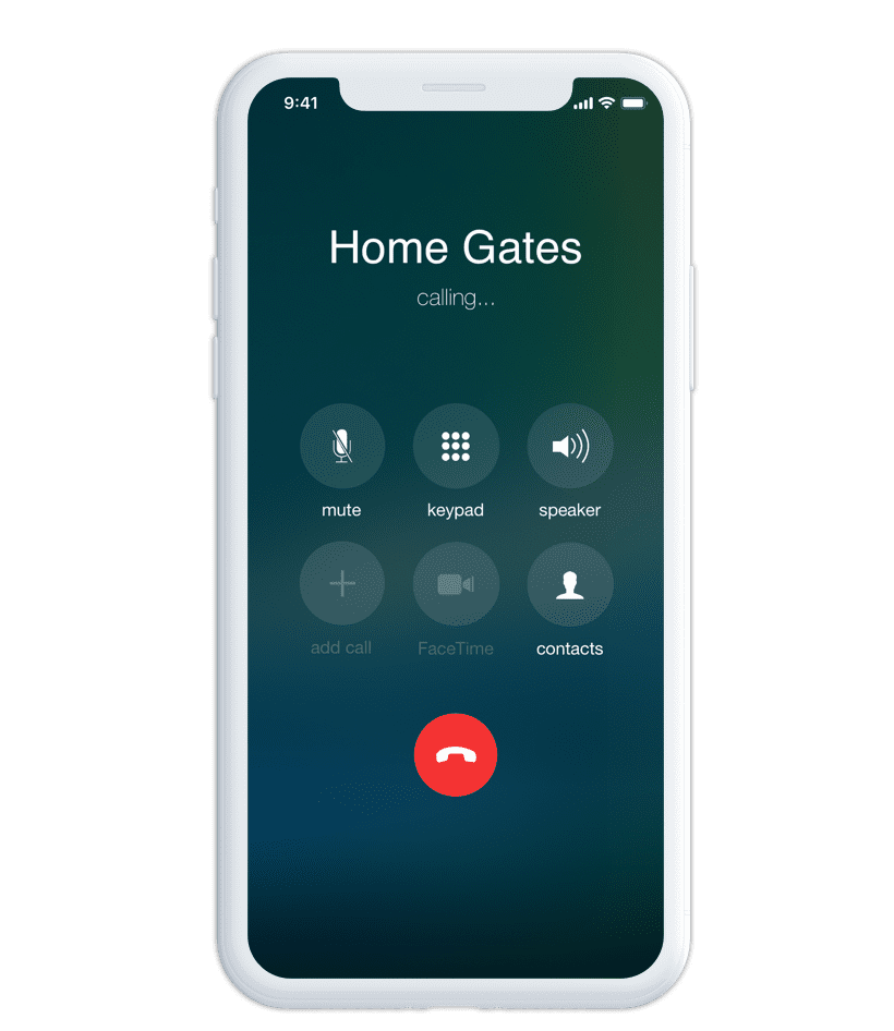 Phone making a call to open home gates
