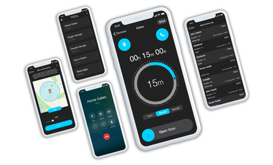 Various digiGate app screens