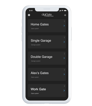 digiGate app screen with multiple devices