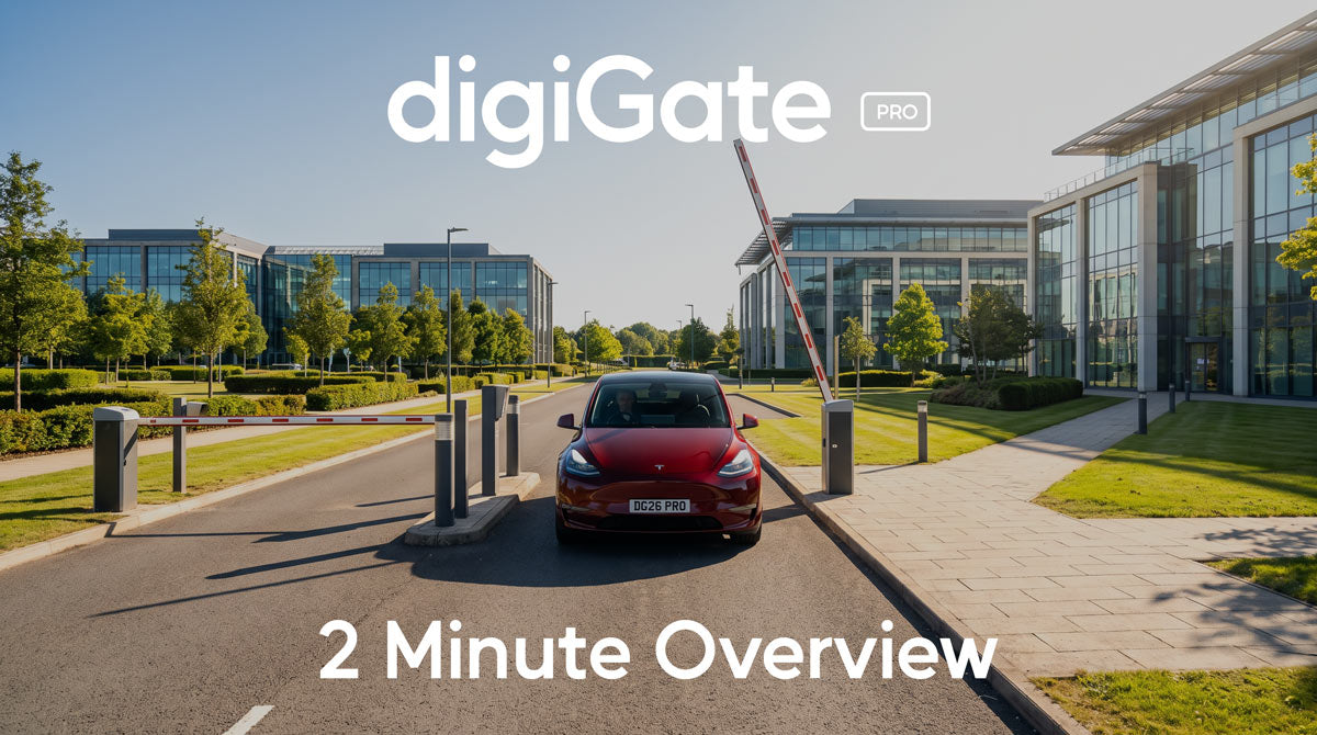 2-minute digiGate Pro overview demonstrating smart gate access control features, including ANPR number plate recognition, mobile app control, web management console, call-to-control, WhatsApp gate control and virtual PIN codes.
